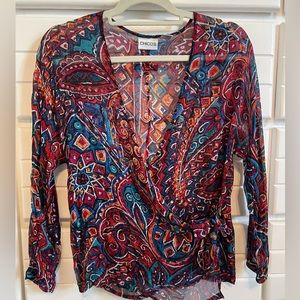 Chico’s long sleeve overlay blouse